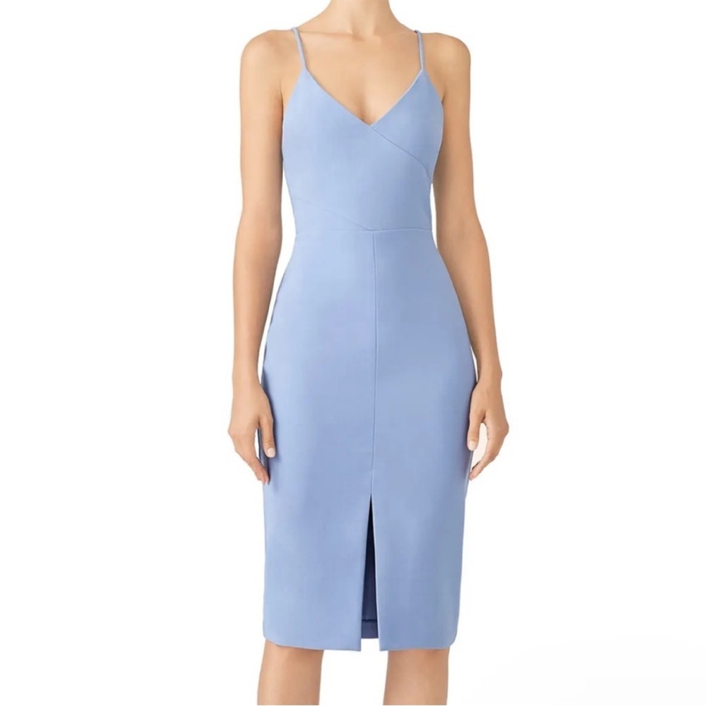 Likely Brooklyn cocktail sleeveless midi dress front slit in light blue 
Size 2